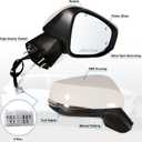 Right Passenger Side Mirror Fits 2019-2025 Toyota Rav4 with Power Heated Turn Signal and Blind Spot Match Super White Replace 879100R271(8 Pins)