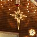 LAMPHOME Large 43"x32" Twinkle 216 LED Bethlehem Star,Super-Bright Warm White LEDs Outdoor Christmas Decoration with 11 Functions and Timer Waterproof for Home Party Wall Hanging