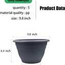 RooTrimmer 5 Pack 10 Inch Plant Pots for Indoor Outdoor,Plastic Floor Planters with Drainage Holes,Lightweight Flower Pots for Home,Patio & Garden(Grey)