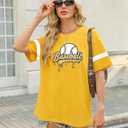 MNLYBABY Baseball Shirts for Women Oversized Baseball Sports Fan Shirt Game Day Casual Short Sleeve Tee Tops