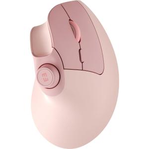 seenda Ergonomic Mouse Wireless, MOU-302 Bluetooth Vertical Mouse Rechargeable, Ergo Optical Mice with 1000/1600/2400 DPI, Volume Knob, 3 Multi-Device Connectivity for Computer/PC/Laptop/Mac, Pink