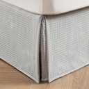 MIYE Pleated Waffle Weave Bed Skirt, Tailored Dust Ruffle 14 Inch Drop Easy Fit, Machine Washable (Light Grey, King - 14" Drop)