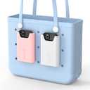 OUTXE 2 Pack Bogg Bag Phone Holder Compatible with All Bogg Bags, Silicone Cell Phone Holder Accessories for Bogg Bag, White and Pink Phone Case Holder Insert for Simply Southern (#2-Pink+White)