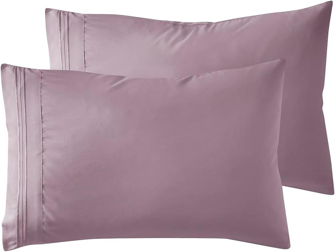 Nestl Dusty Purple King Pillow Cases - Soft King Size, 1800 Brushed Microfiber, Envelope Closure, Set of 2, 20x40 Inches