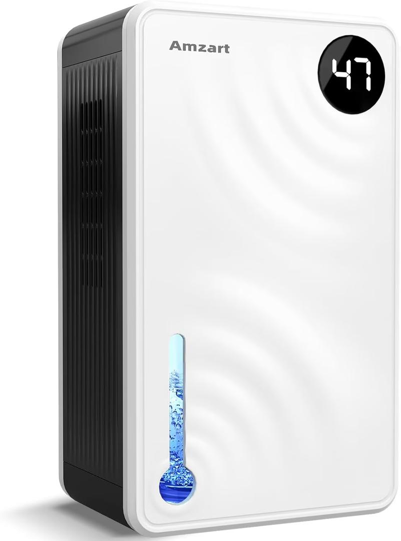 120 OZ Dehumidifier for Basement(1000 sq.ft) with Humidity Display, Auto Shut Off, 7 Color LED Light, Humidity Display, Smart Control, Drain Hose （White）