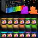 Glow in The Dark Pigment Powder 12 Colors, Epoxy Resin Dye Luminous Pigments 20g/0.71oz Each Bottle for DIY, Crafts, Nail Art, Acrylic Paint, Halloween or Christmas Decoration