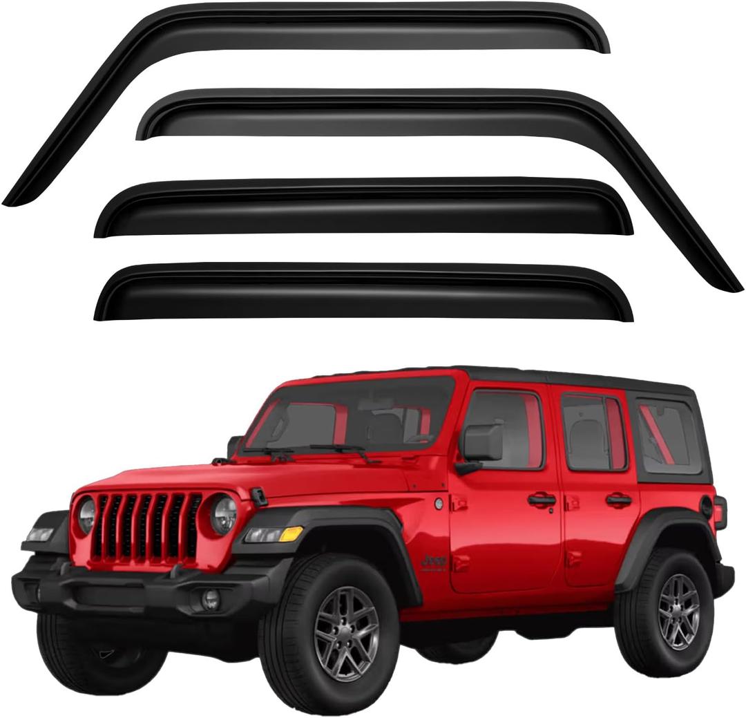 Window Visors Rain Guards for 2007-2018 Jeep Wrangler JK Unlimited 4-Door