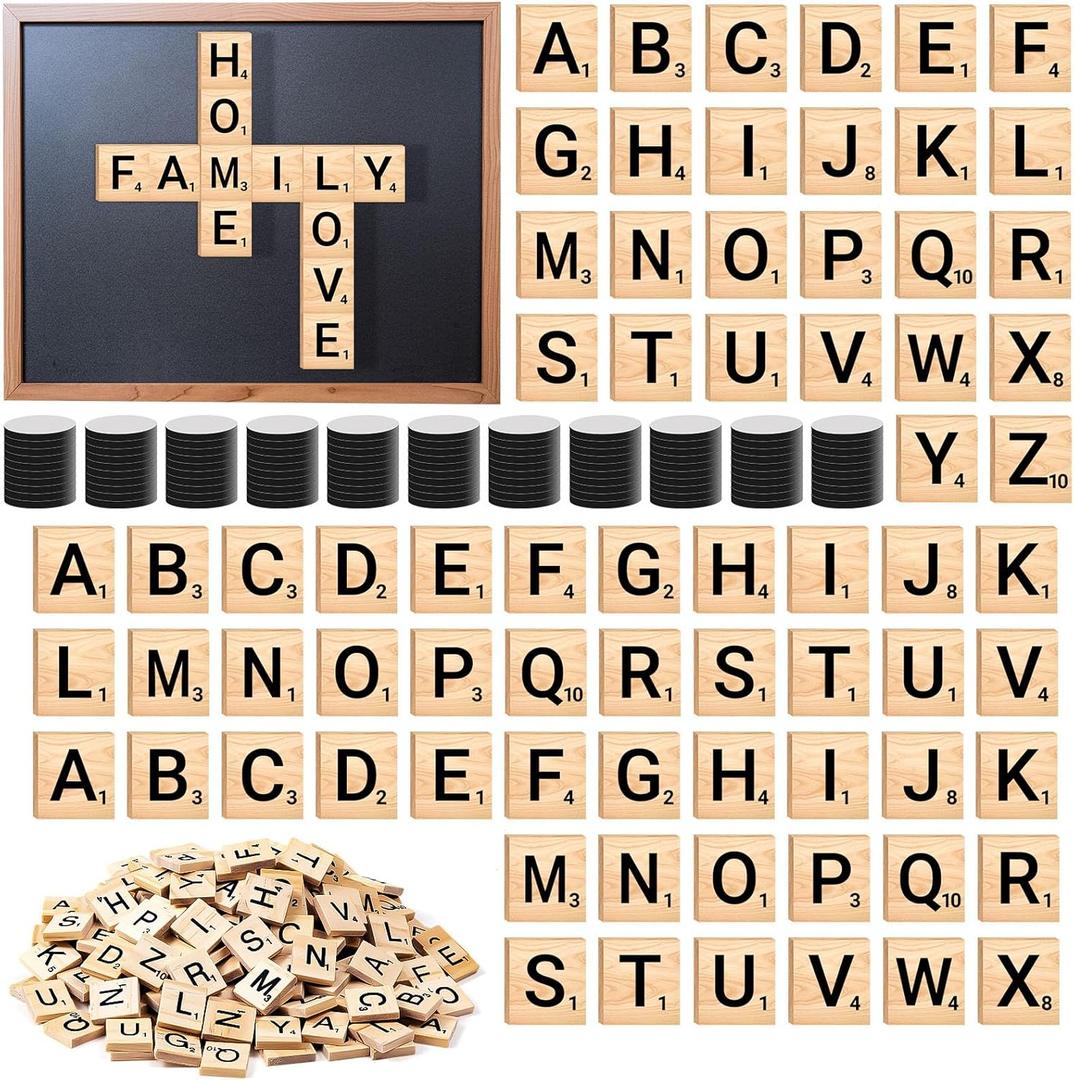 600 PCS Wooden Magnetic Letter, Wood Letter Magnets Tile for Fridge Refrigerator Wall