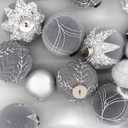 12PCS Velvet Glitter Christmas Ball Ornaments, 3.15 Inches Luxury Christmas Decorations, Elegance Modern Hanging Ornaments for Xmas Tree, Party, Wedding, Home Decor (Gray) (Grey)