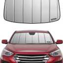 Pigenius Windshield Sunshade for Hyundai Santa Fe 2013-2018 Santa Fe XL 2019, Premium Grey Leather Finish