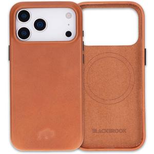 BLACKBROOK Leather Case for iPhone 17 Pro Max Arden Handcrafted Slim Snap-On Cover, Full Grain Leather, MagSafe Compatible, Camera & Screen Protection, Elegant Gift Box Tan