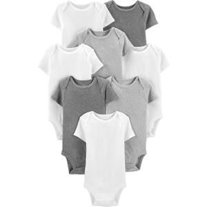 Simple Joys by Carter's Unisex-Baby 8-Pack Short-Sleeve Bodysuit (White/Light Grey Heather/Medium Grey Heather)