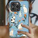 Case Compatible with iPhone 16,Cat Flowers Floral Phone case Design for Girl Women Boy Men,Dual-Layer Soft Silicone Scratch-Resistant Shockproof Phone Cover