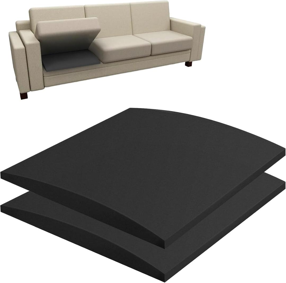 Couch Cushions Supports for Sagging Cushions, 20"X 20" Sofa Furniture Seat Cushion Under Sag Repair, Curved 45 D High Density Foam Replacement for Sectional Loveseat Chair (Black 2 Pack)