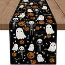 GAGEC Halloween Table Runner Black Cat Pumpkins Seasonal Kitchen Dining Table Home Outdoor Party Decorations (13'' x 72'')