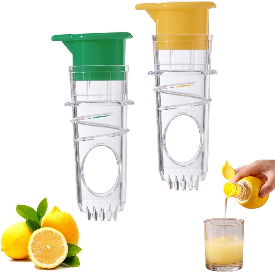 Screw Top Manual Lemon Squeezer, 2 Pcs Small Lemon Juicer Squeezer, Portable Handheld Lime Juicer with Lid, Mini Orange Press for Home, Screw Top Orange Press for Seasoning Cooking and Cocktails