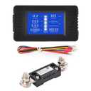 DC Multifunction Battery Monitor Meter with Shunt,0-200V,0-300A, LCD Display Digital Current Multimeter Voltmeter Ammeter for Cars RV Solar,Widely Applied to 12V/24V/48V RV/Car Battery