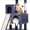 FDW Cat Tree for Indoor Cats 36 Inches Cat Tower Multi-Level Indoor Cat Play Condo House with Scratching Posts, Spacious Perch, Sisal Posts and Dangling Toys (Dark Grey)