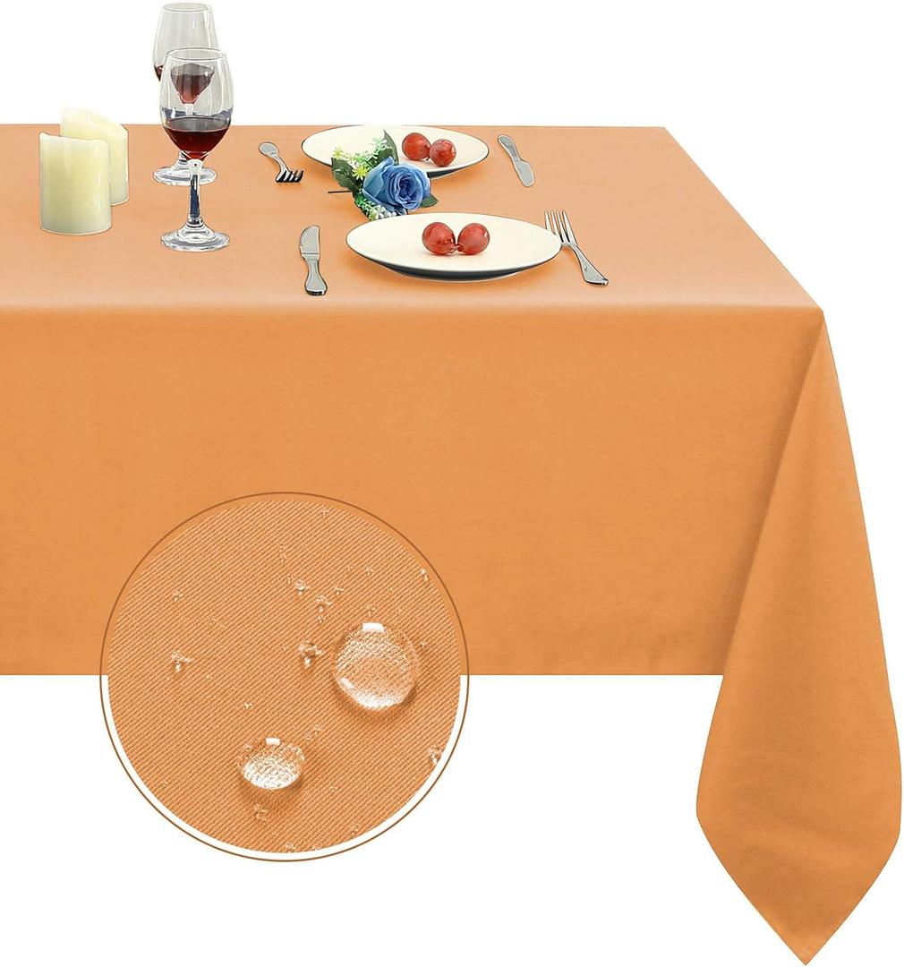 Obstal 210GSM Rectangle Table Cloth - Heavy Duty Water Resistance Microfiber Tablecloth, Decorative Fabric Table Cover for Outdoor and Indoor Use (Orange, 54 x 108 Inch)