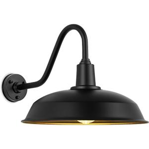 21" Large Black Outdoor Gooseneck Barn Light, Modern Vintage Style Barn Gooseneck Light for Garages, Farmhouses and Porches, 21" Diameter - 1 Pc