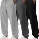 3 Pack Big and Tall Sweatpants for Men Athletic Workout Jogger Lounge Pants with Pockets and Drawstring (X-Large, Black,dark Grey,light Grey)