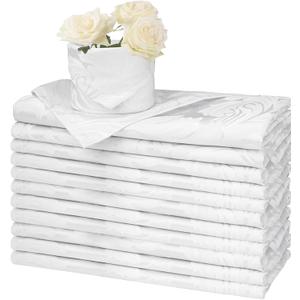 Eforcurtain Classic Damask Jacquard Cloth Napkins Waterproof Spillproof Polyester Fabric Napkins Pearl White for Hotel Use, Set of 12, 17 x 17 Inch
