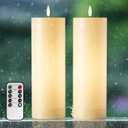 4" x 12" Large Flameless Candles with Remote Timer, Waterproof Outdoor Battery Operated, LED Electric Flickering Pillar Candle for Wedding, Anniversary, Birthday Party and Patio Lanterns Decor, 2 Pack
