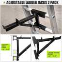 Adjustable Ladder Jacks 2 Pack, Professional Telescopic Ladder Platform Attachment with Heavy Duty Locking Feet - Fits Square, Round & D-Shaped Rails for Stairs, 250LBS Capacity