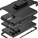 Compatible with Samsung Galaxy S25 Ultra Case, with Belt Clip Holster Heavy Duty Rugged Shockproof Full Body Protection Kickstand Cover for Samsung Galaxy S25 Ultra Phone (Black)