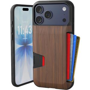 Smartish® iPhone 17 Pro Max Wallet Case - Wallet Slayer Vol. 1 [Slim + Protective] Credit Card Holder - Drop Tested Flip Hidden Card Slot Cover for Apple iPhone 17 Pro Max - Walnut Woods