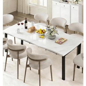 Garvee Dining Room Table for 6-8 People, 79”Dining Table, Rectangular Kitchen Table with Iron Legs, Quick Assembly, 300 Lbs Capacity, for Dining Room, Kitchen and Living Room, Marble