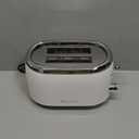 MELLERHOME Retro Toaster 2 Slice, 7 Browning Levels, 3 Functions (Reheat, Defrost, Cancel), Stainless Steel Features, Removable Crumb Tray, Under Base Cord Storage, White Toaster Kitchen Appliances