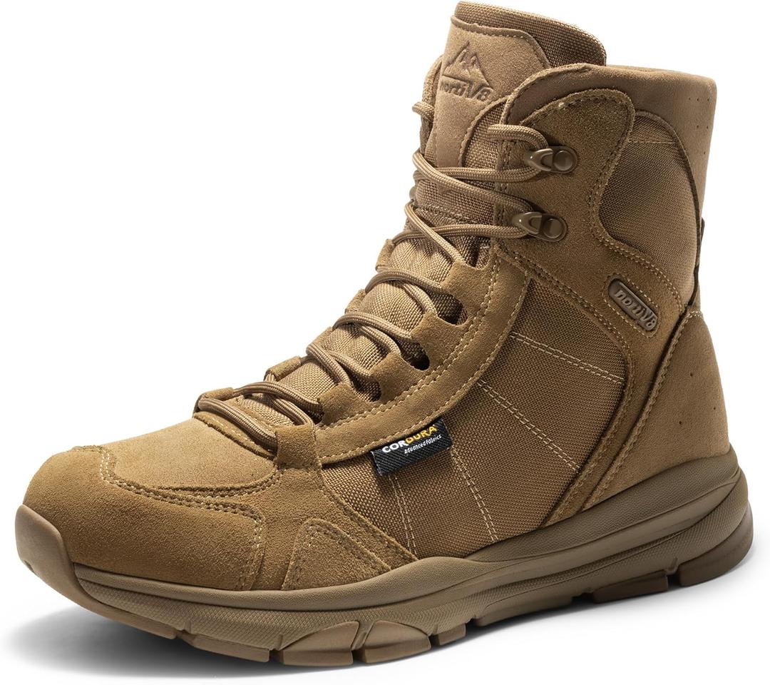 NORTIV 8 Men's Lightweight Military Tactical Work Boots Outdoor Hiking Motorcycle Combat Boots (10.5, Brown)
