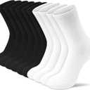 Amutost Womens Cotton Crew Socks 5 Pairs Lightweight, Breathable, Non-Slip Heel Socks for Work, Office & Everyday Comfort (9-11)