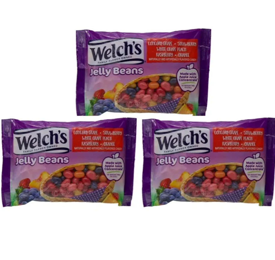 Welch's Assorted Fruit Flavored Jelly Beans, Pack of (3) 12 Ounce Bags, Snack Candy for Kids Girls Boys Teens Adults, by Frankford Candy, Best By: 11/17/2025