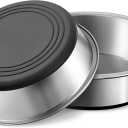 Stainless Steel Dog Bowls Set of 2, Anti Rust Metal & Non Slip Rubber Base, Heavy Duty Large Feeding Dishes, Food Grade BPA Free, Food and Water Bowl for Large Dogs (17oz, 2.1cup)