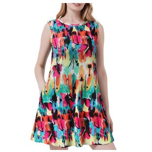Scotamalone Summer Dresses for Women Casual Beach Travel Vacation Floral Tshirt Sundress Tank Dress Sleeveless with Pockets Colorful (S)