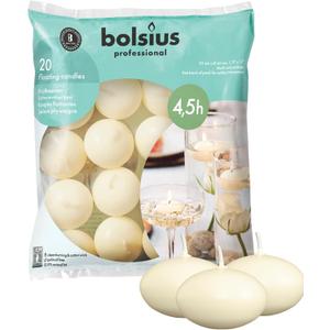 BOLSIUS Unscented Floating Candles - Pure Rich Creamy Ivory, 20 Set - Smokeless, European Quality - Imbue Breathtaking Ambiance for Romantic Wedding Centerpieces, Decorations, Events, Holiday Parties (1.75 Inch) BOLSIUS Unscented Floating Candles - Pure Rich Creamy Ivory, 20 Set - Smokeless, European Quality - Imbue Breathtaking Ambiance for Romantic Wedding Centerpieces, Decorations, Events, Holiday Parties (1.75 Inch)