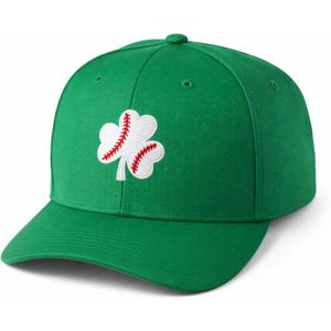 Cuffbow St. Patrick's Day Hat Shamrock Baseball Hat Adjustable Embroidery Irish Cap Green Lucky Shamrock Cap for Men Women (Green, M)