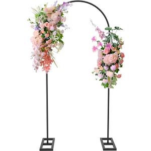 Queension 6FT Metal Wedding Arch Stand for Ceremony, Backdrop Frame With Base for Birthday Party, Baby Shower, Balloon Decorations, Black
