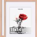 KINLINK 11x14 Picture Frame Set of 2, Wooden 14x11 Photo Frames with Plexiglass for 8x10 Picture with Mat or 11x14 Without Mat, Collage for Wall Gallery and Tabletop Display, 11 x 14 Frame Rose Gold