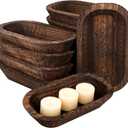 10 Pack Wood Decorative Bowls Long Heavy Handmade Carved Key Bowl for Entryway Table Home Decor Rustic Boho Decor Bowls for Candle Making Potpourri Catch (9.4" x 5.5" x 1.7")