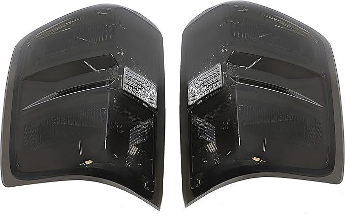 HECASA Tail Lights Compatible with 2014-2018 Chevy Chevrolet Silverado 1500/2500/3500 HD GMC Sierra 3500 HD Dually Model Replacement for GM2800261 Brake Lamps w/o Bulbs Smoke Lens Chrome Housing Pair (Driver & Passenger Side)