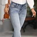 Bootcut Jeans for Women Mid Waisted Wide Leg Denim Pants Casual Curvy Stretch Flare Jeans Trendy (Small, Light Blue)