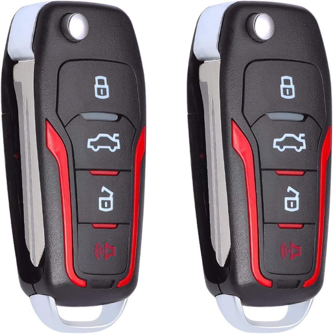 Key Fob Replacement 2 Pack Keyless Entry Car Key Fits for Ford Mustang Explorer Edge Fusion F150 F250 F350 Mazda Mercury Lincoln CWTWB1U331 (Red Side)