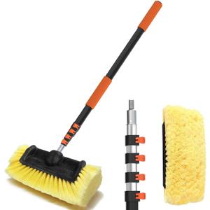 Buyplus 12FT Car Wash Brush with Long Handle, 12-Inch Soft Bristle, with Aluminium Telescoping Pole, for Cleaning Car, SUV, RV, Boats, House Siding, Floors, Solar Panels, and More