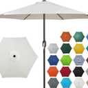 Blissun 7.5 ft Patio Umbrella, Yard Umbrella, Outdoor Market Umbrella with Push Button Tilt Crank (Creamy White) (Light Beige)