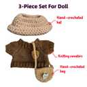Clothes for Labubu(NO Doll), 15cm/17cm Doll Accessories Suit ,Handcrafted Crochet 3-Piece Set,Premium Outfit with Accessories for , Stylish Clothes for Dolls, Play & Collector
