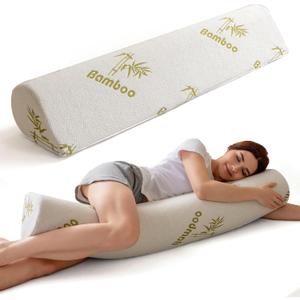 Body Pillow for Adults, Long Pillow for Back,Hip and Knee Support, Side Sleeper. Bolster Pillow Insert with High Resilience Foam, Soft Support for Pregnant Women, Washable Bamboo Cover