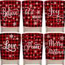 6 Pcs Christmas Chair Back Covers Xmas Holiday Chair Covers for Dining Room Kitchen Hotel Wedding Ceremony Party Decor(Plaid)